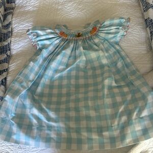 EUC - 18M - Blue & White Smocked Thanksgiving Dress - worn once- FAST SHIPPING‼️
